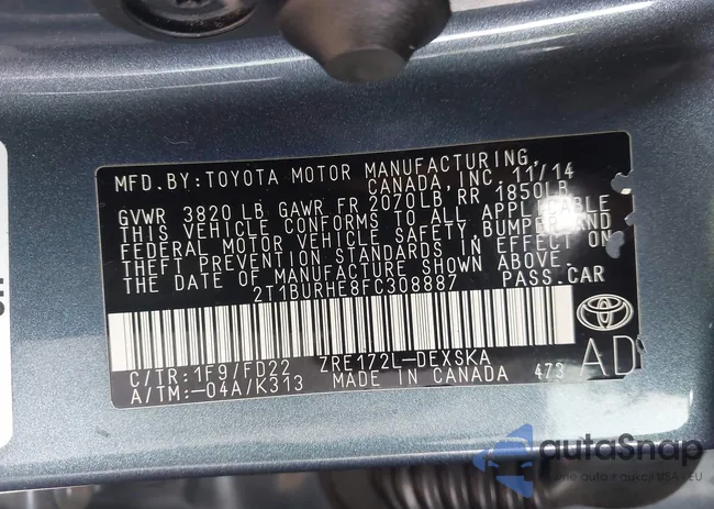 2T1BURHE8FC308887: 44421034