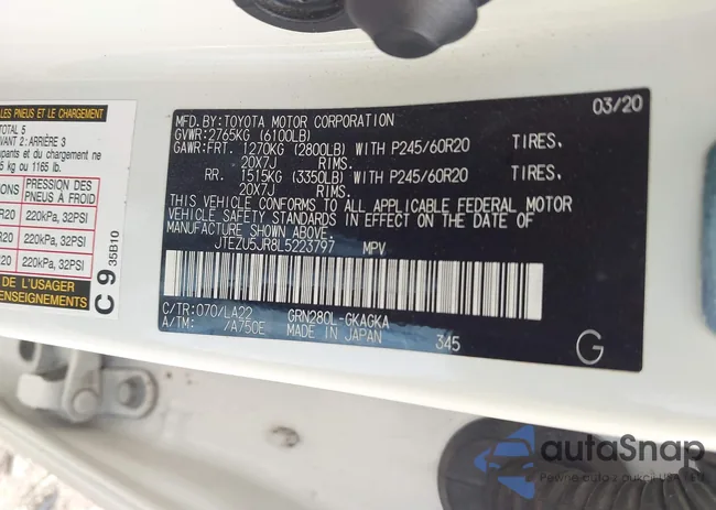 JTEZU5JR8L5223797: 44421329