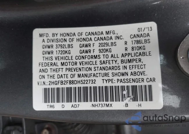 2HGFB2F88DH522732: 44421358