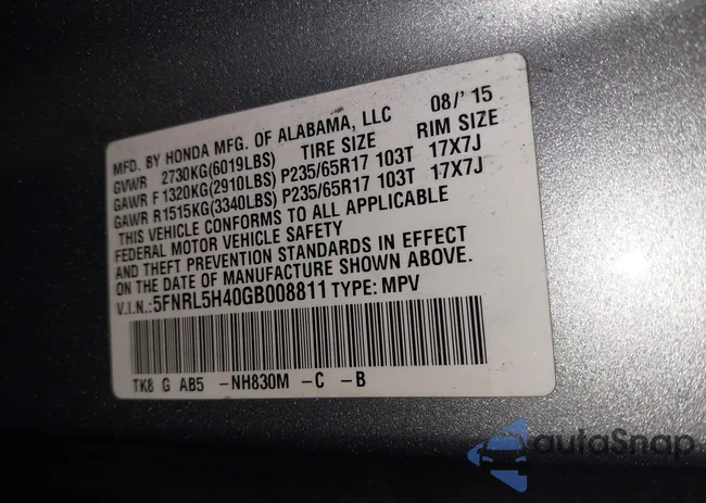 5FNRL5H40GB008811: 44420460