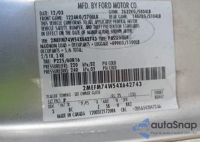 2MEFM74W54X642743: 44420489