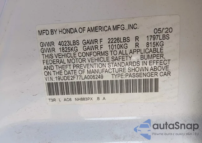 19UDE2F77LA006249: 44420525