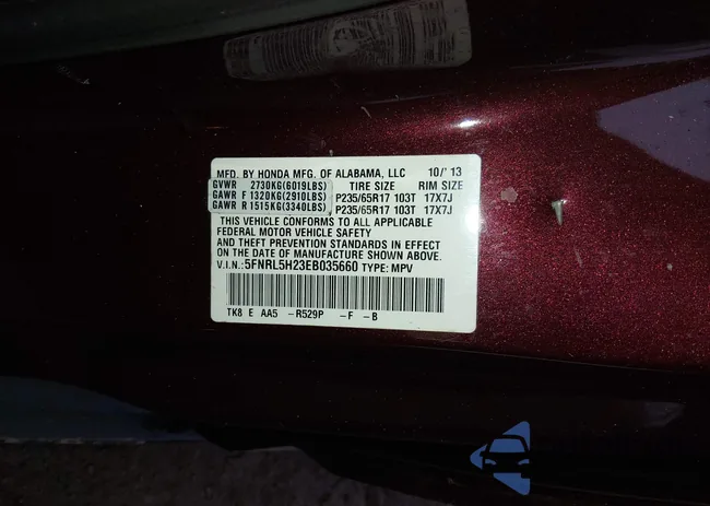 5FNRL5H23EB035660: 44420616