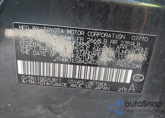 JTHBK1EG8A2407616: 44420699