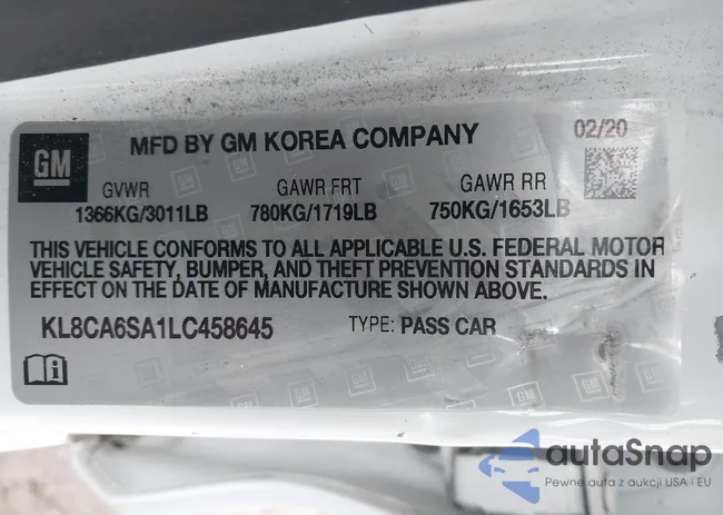 KL8CA6SA1LC458645: 44421894