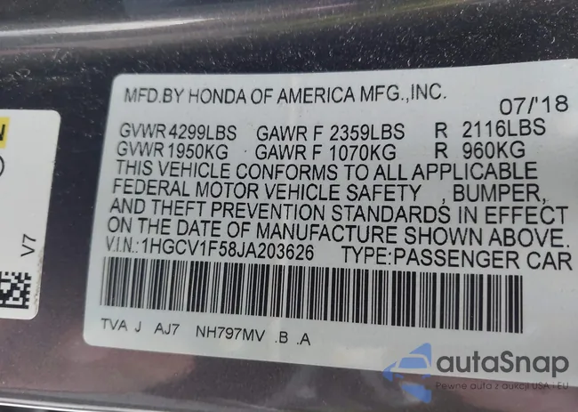 1HGCV1F58JA203626: 44421918