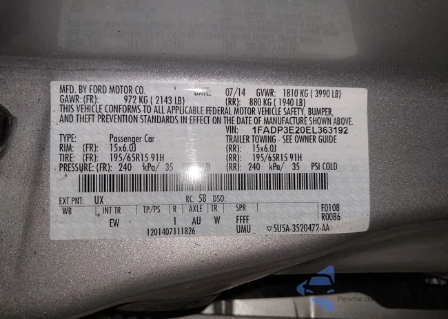 1FADP3E20EL363192: 44421969