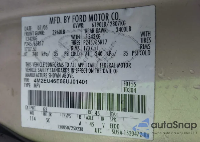 4M2EU46E66UJ01401: 44422009