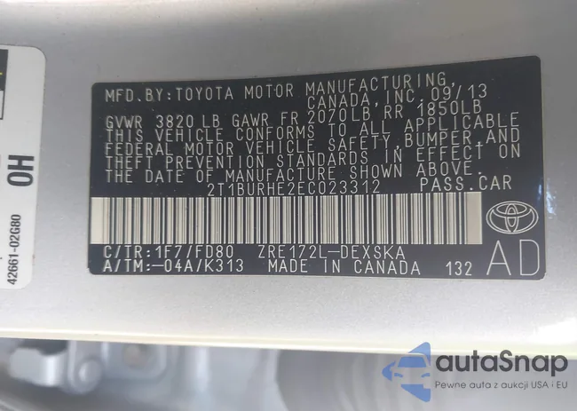 2T1BURHE2EC023312: 44422240