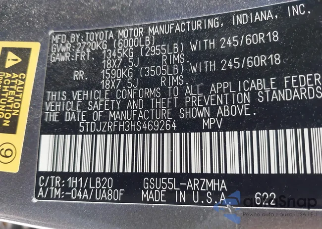 5TDJZRFH3HS469264: 44422277