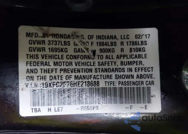 19XFC2F76HE218688: 44422293