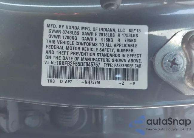 19XFB2F55DE045757: 44422313