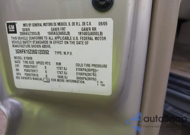 3GNFK16Z06G120392: 44422357