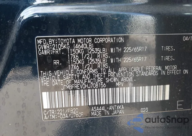 JTMBFREV0HJ708156: 44421423