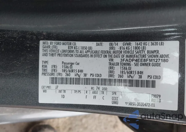 3FADP4EE8FM127180: 44421510