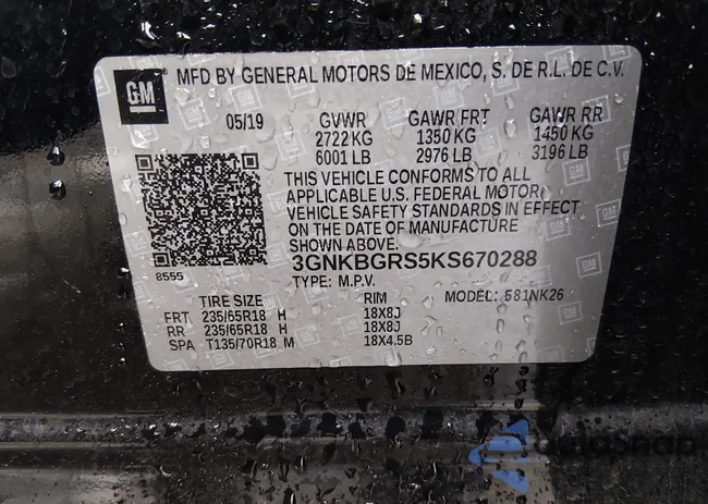 3GNKBGRS5KS670288: 44422819