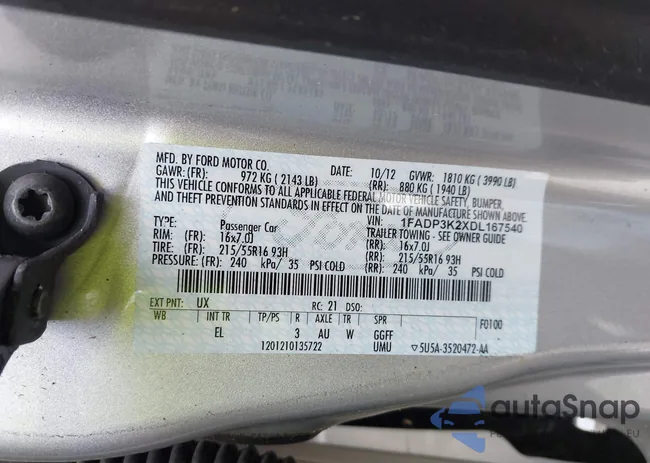 1FADP3K2XDL167540: 44422889