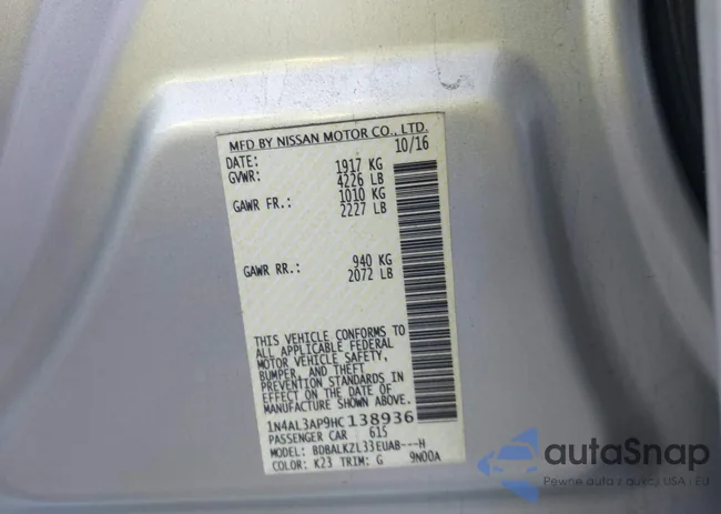 1N4AL3AP9HC138936: 44422900