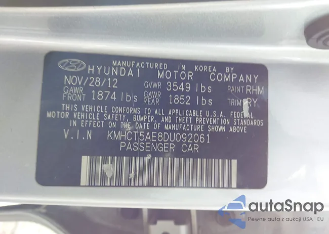 KMHCT5AE8DU092061: 44423019