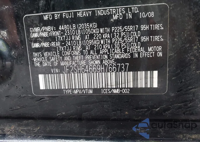 JF2SH64669H766737: 44423136