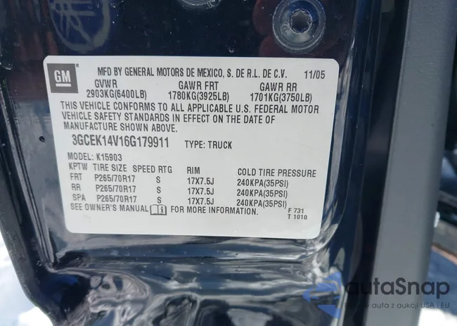 3GCEK14V16G179911: 44423159