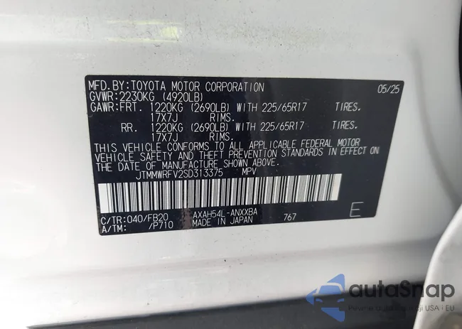 JTMMWRFV2SD313375: 44423260