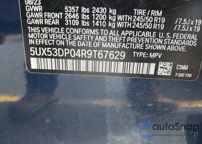 5UX53DP04R9T67629: 44423262