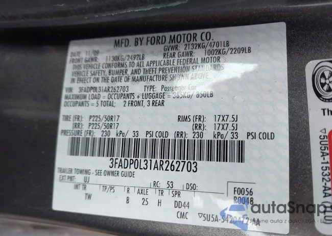 3FADP0L31AR262703: 44423290