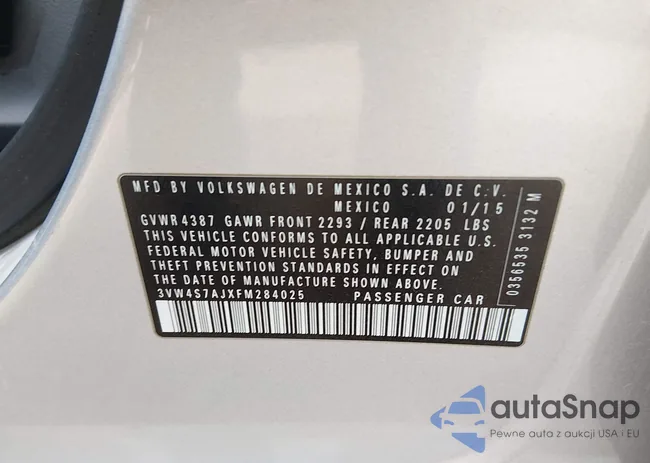 3VW4S7AJXFM284025: 44423339