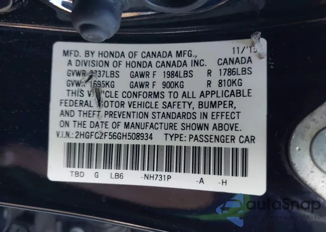 2HGFC2F56GH508934: 44422454