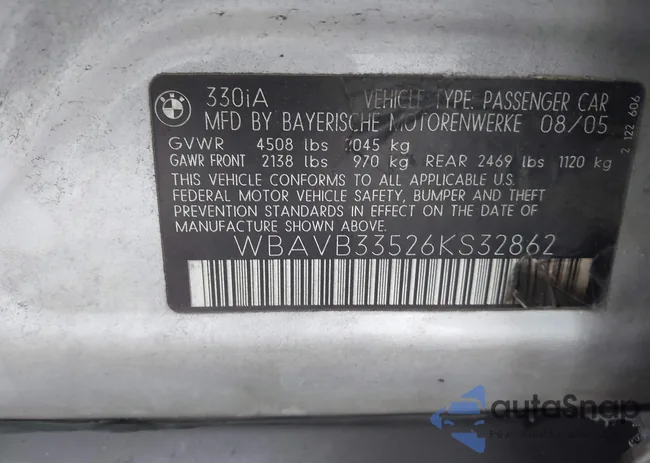 WBAVB33526KS32862: 44422658