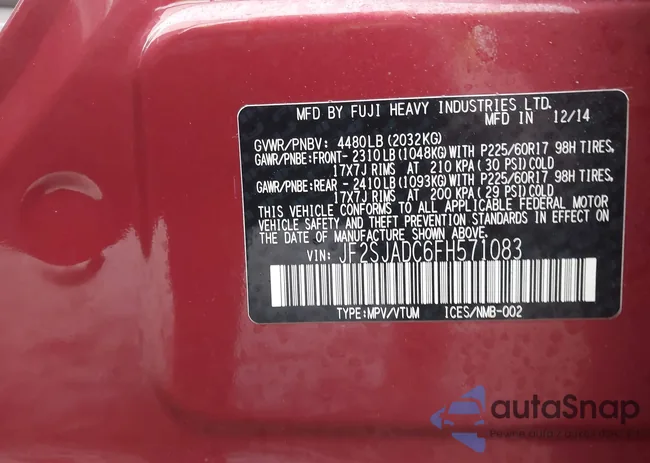 JF2SJADC6FH571083: 44422701