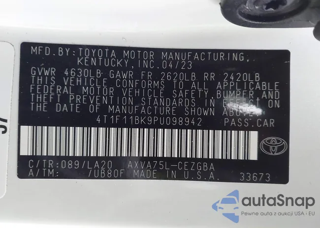 4T1F11BK9PU098942: 44423976