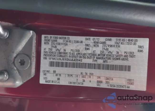 1FMCU9J9XDUA45542: 44424123