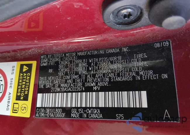 2T2BK1BA5AC022674: 44424166