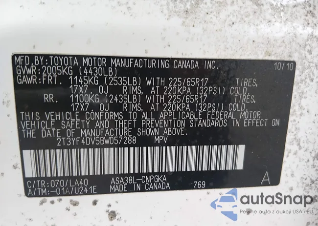 2T3YF4DV5BW057288: 44424209