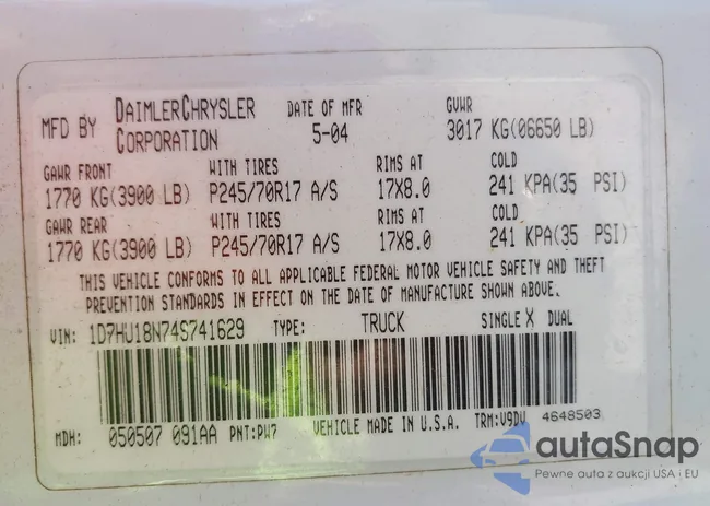 1D7HU18N74S741629: 44423487