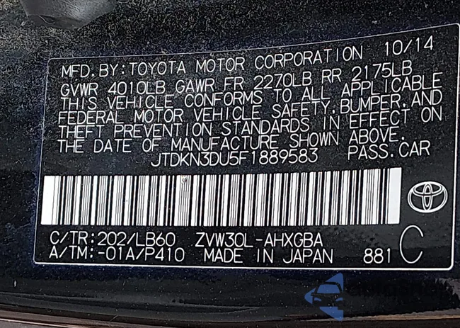 JTDKN3DU5F1889583: 44423507