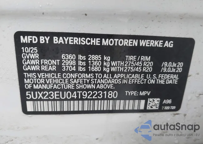 5UX23EU04T9223180: 44423574