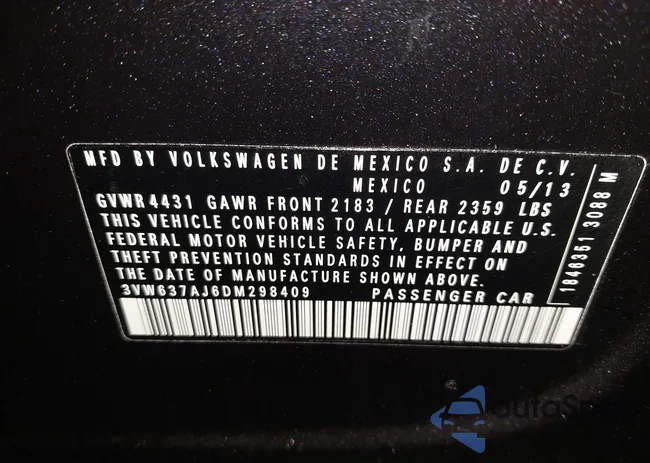 3VW637AJ6DM298409: 44423620