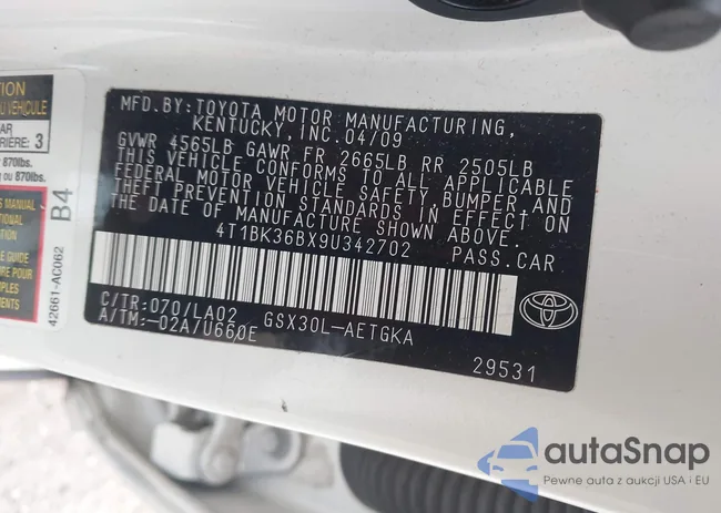 4T1BK36BX9U342702: 44423764