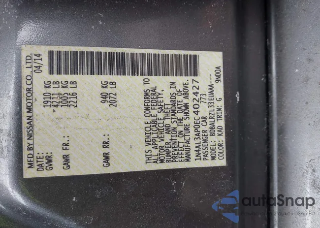 1N4AL3AP0EC402427: 44423778