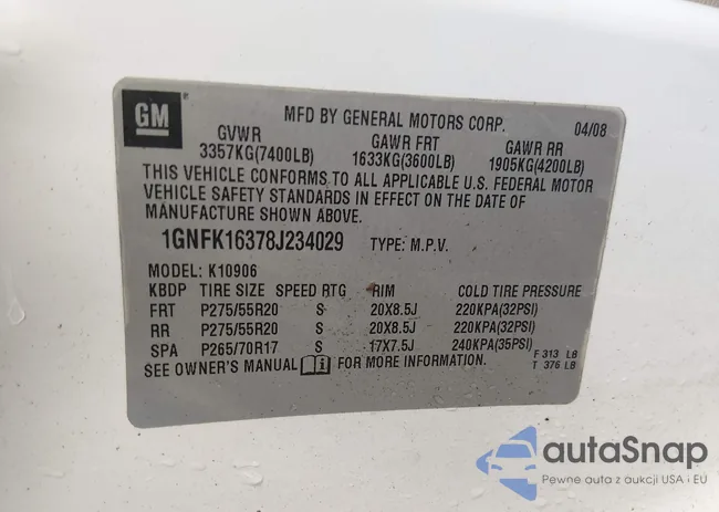 1GNFK16378J234029: 44423783