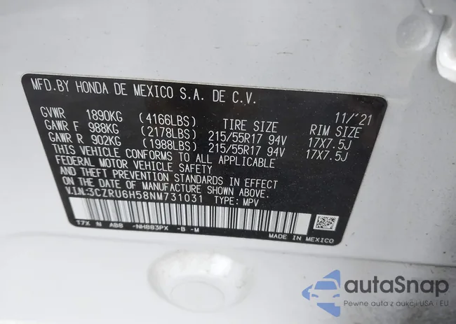 3CZRU6H58NM731031: 44425196