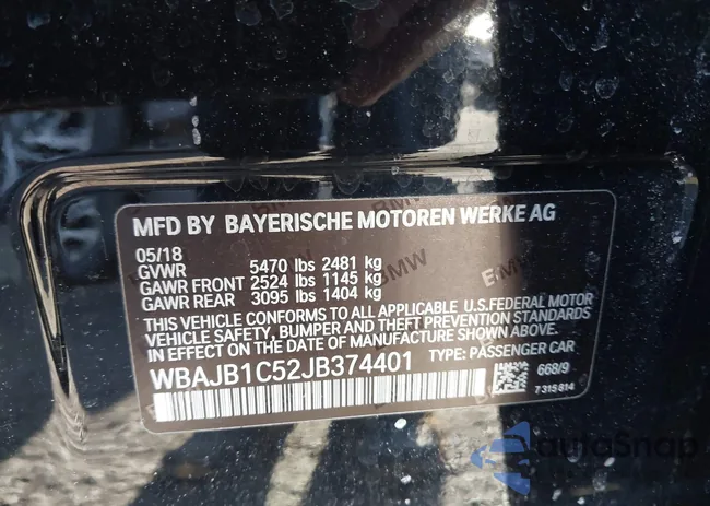 WBAJB1C52JB374401: 44425305