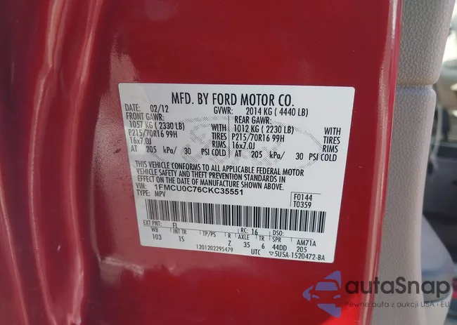 1FMCU0C76CKC35551: 44424429