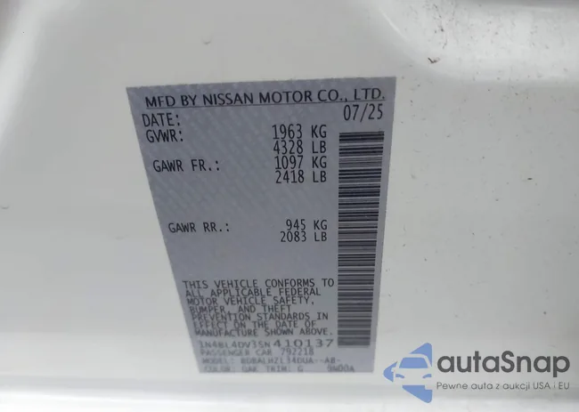 1N4BL4DV3SN410137: 44424539