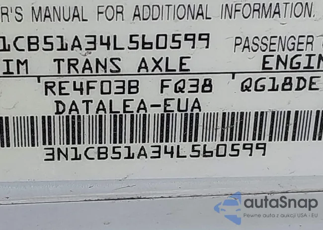 3N1CB51A34L560599: 44424567