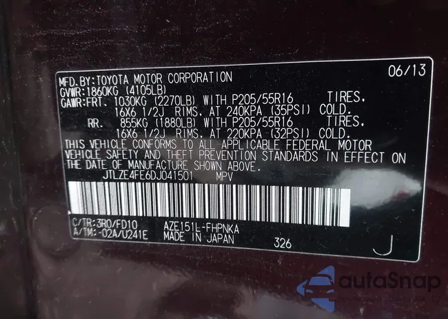 JTLZE4FE6DJ041501: 44424571