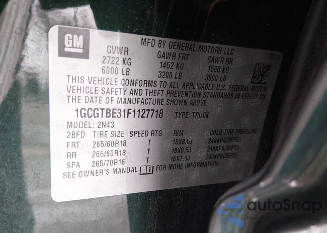 1GCGTBE31F1127718: 44424613